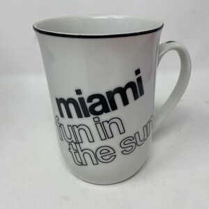 Vintage Miami Fun In The Sun Royal Crown White Ceramic Art Deco Mug